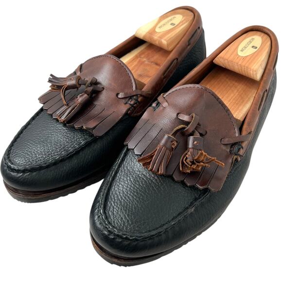 ALLEN EDMONDS Nashua Tassel Loafer Pebbled Leather in Brown & Black Mens Sz. 8.5 - Picture 5 of 16